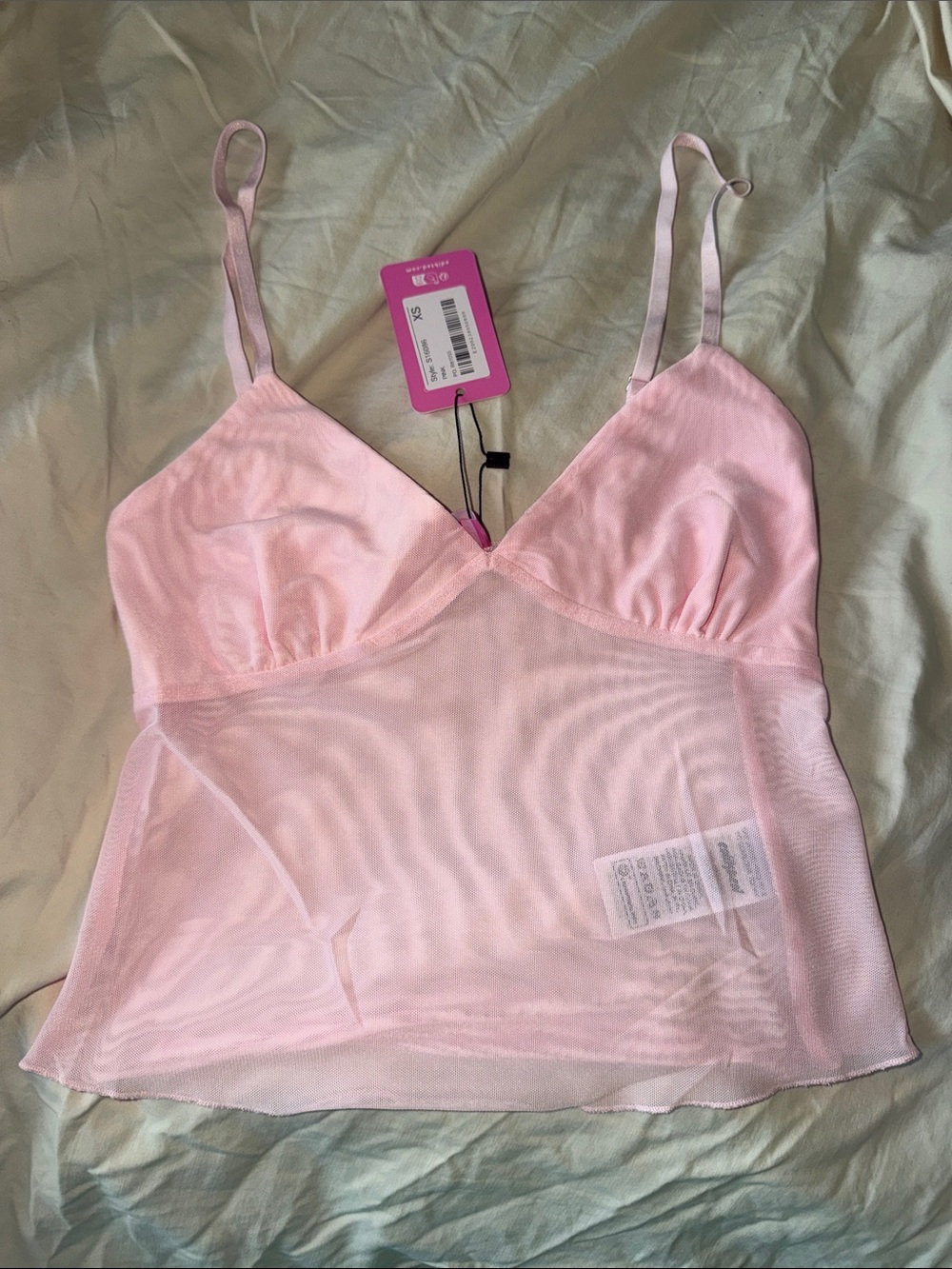 Edikted Light Pink Mesh Camisole Tank Top for Women